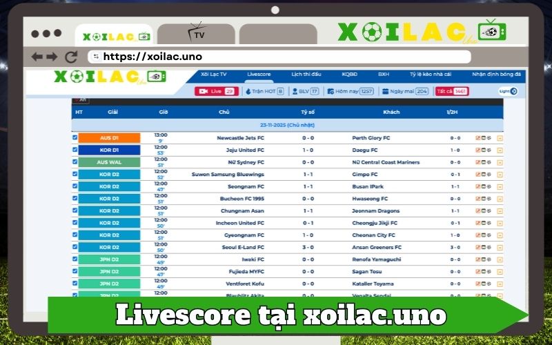 Điểm mạnh của livescore tại Xoilac.uno